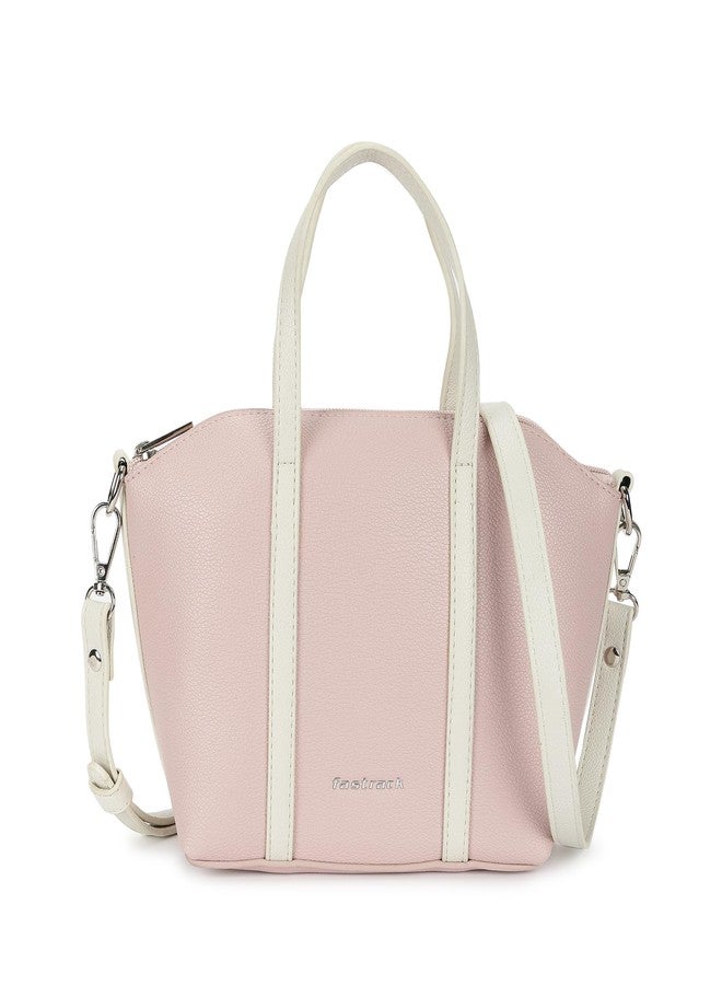 Fastrack Women Smooth Talker Sling Bag,Detachable Sling Belt,Handle Carry Option,Pebbled Faux Leather,Top Zip Closure & Inner Access Pockets,Versatile & Stylish Compact Bag,Pink - Image 1